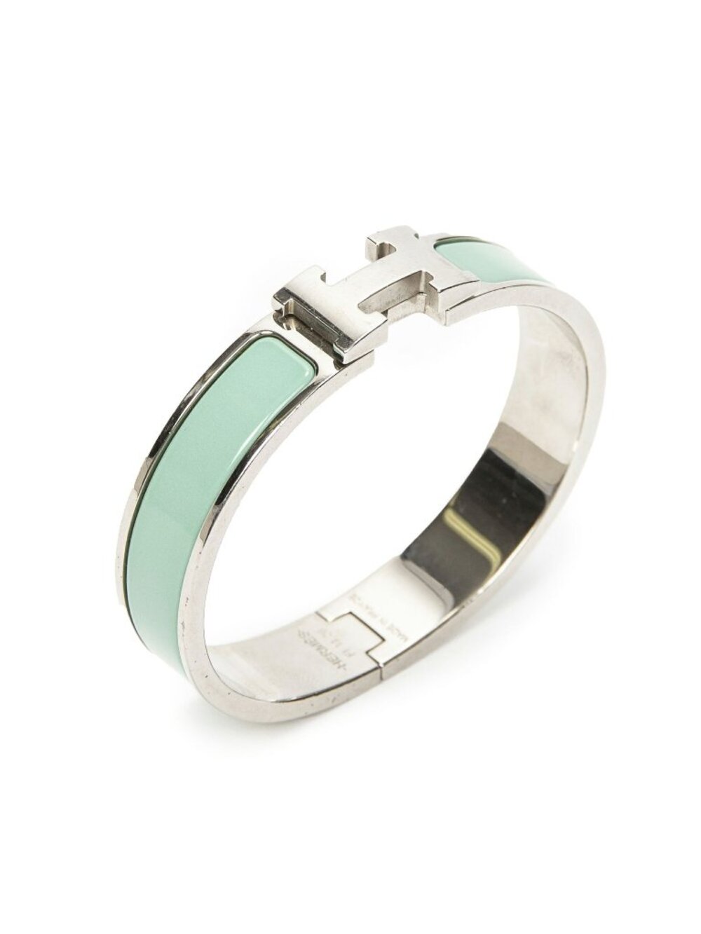 Hermes Clic Clac Bracelet Mint Green Silver Plating